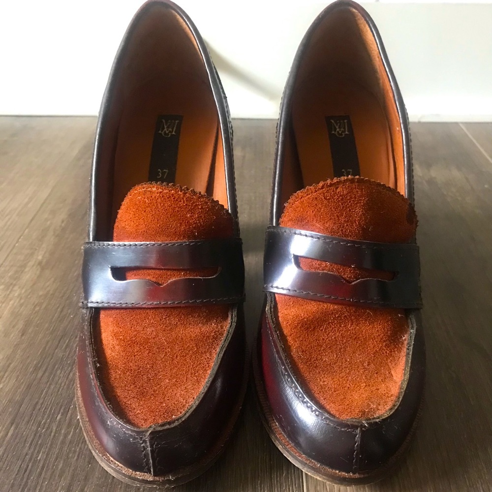 Mango oxford heels us7 geniune leather and suede